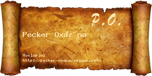 Pecker Oxána névjegykártya
